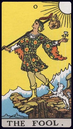 The Fool from a Rider–Waite–Smith tarot deck