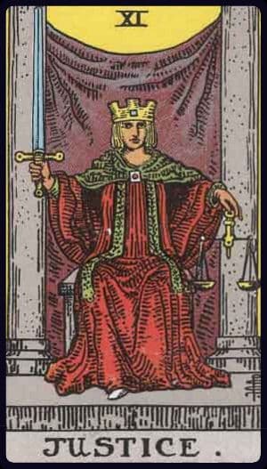 Justice from a Rider–Waite–Smith tarot deck