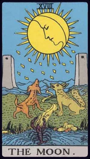 The Moon from a Rider–Waite–Smith tarot deck