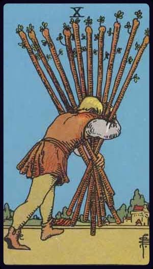 Ten of Wands · Rider–Waite–Smith imagery