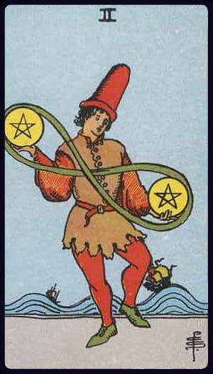 Carta de tarô: Dois de Ouros