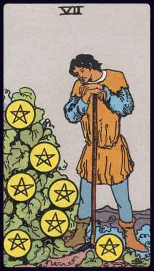 Seven of Pentacles · Rider–Waite–Smith imagery