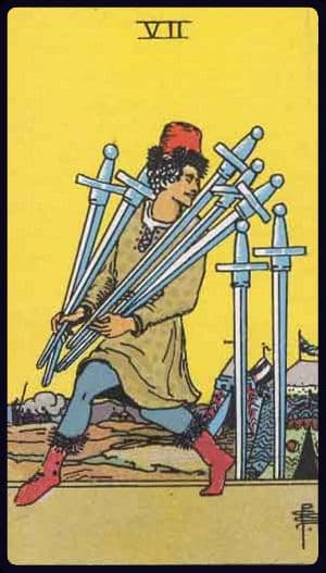 Seven of Swords · Rider–Waite–Smith imagery