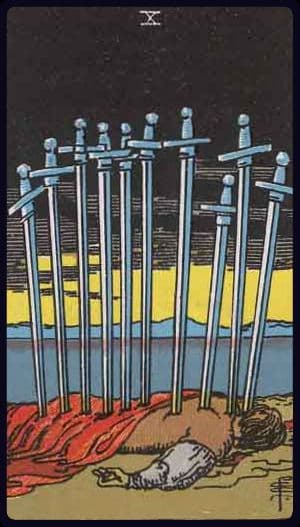 Ten of Swords · Rider–Waite–Smith imagery