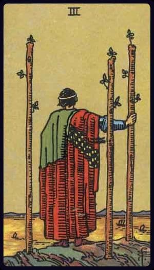 Three of Wands · Rider–Waite–Smith imagery
