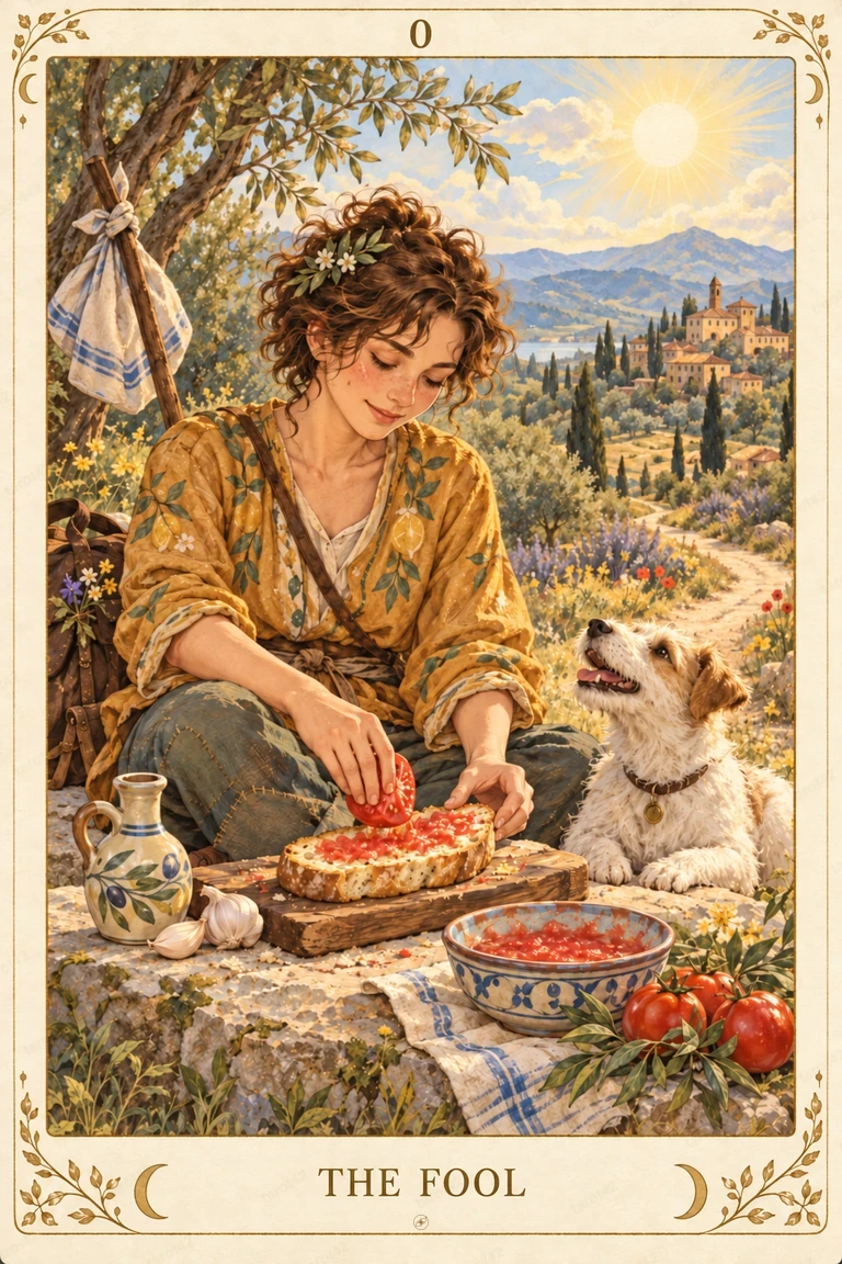 The Fool · Tarot42 Food Tarot illustration