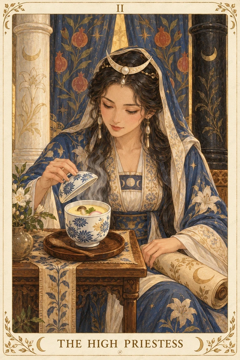 The High Priestess · Tarot42 Food Tarot illustration