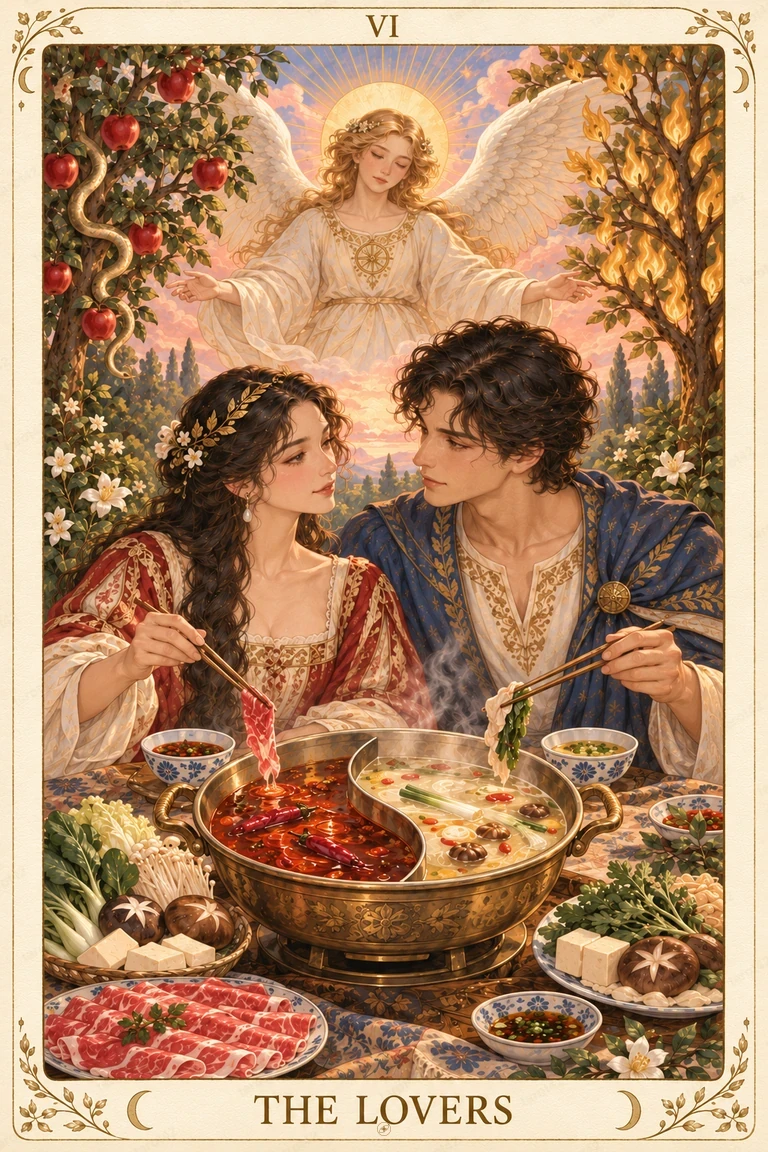 The Lovers · Tarot42 Food Tarot illustration
