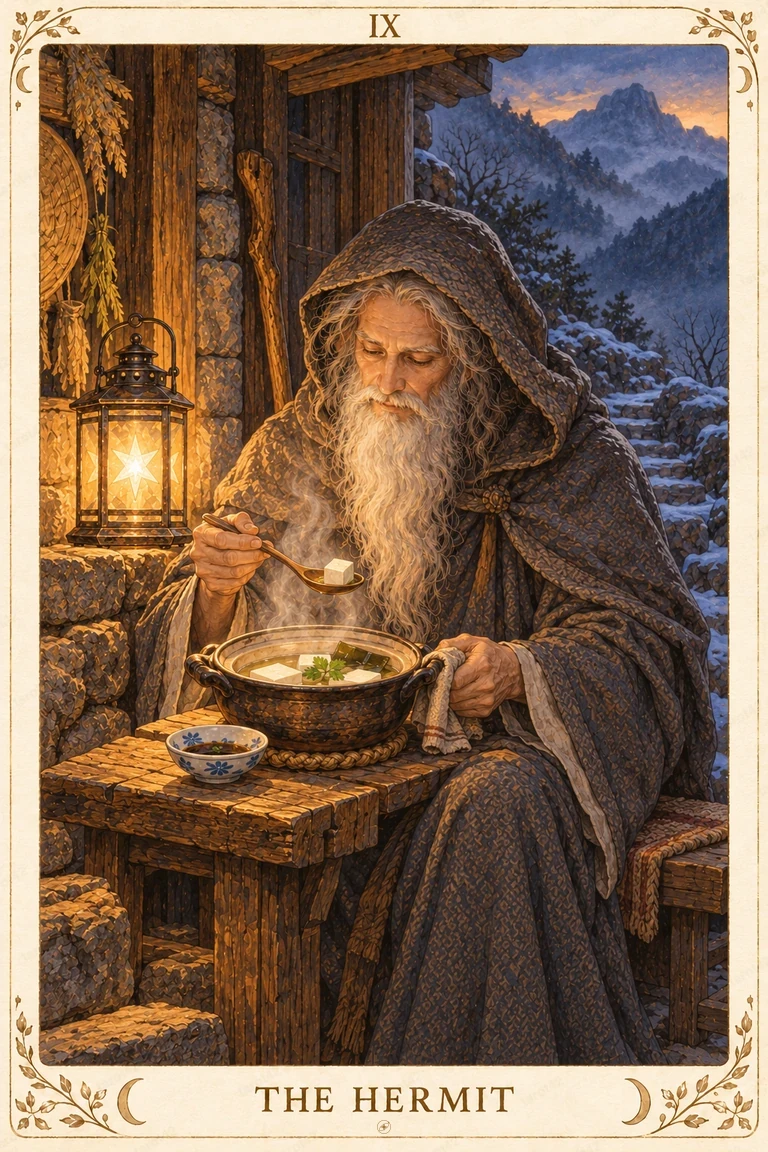 The Hermit · Tarot42 Food Tarot illustration