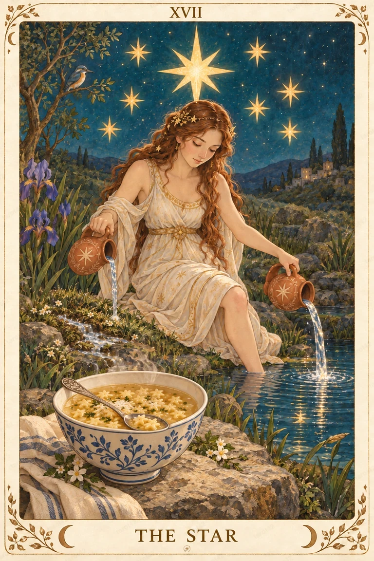 The Star · Tarot42 Food Tarot illustration